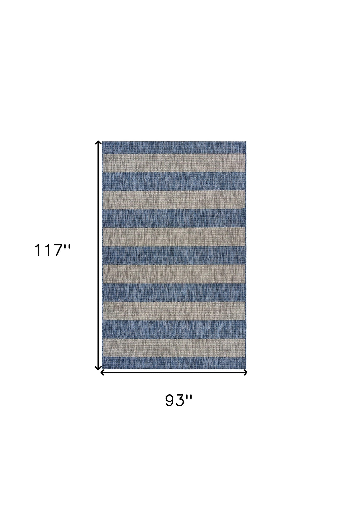 8' X 10' Blue And Gray Striped Indoor Outdoor Area Rug