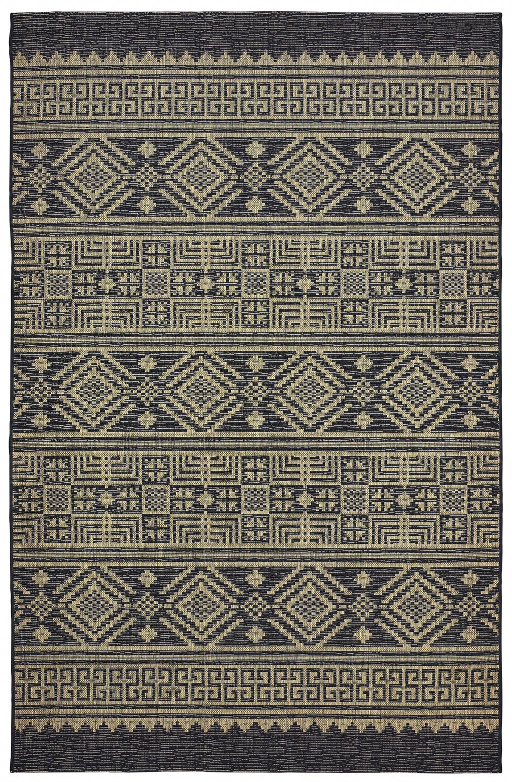 5' X 8' Brown And Black Indoor Outdoor Area Rug