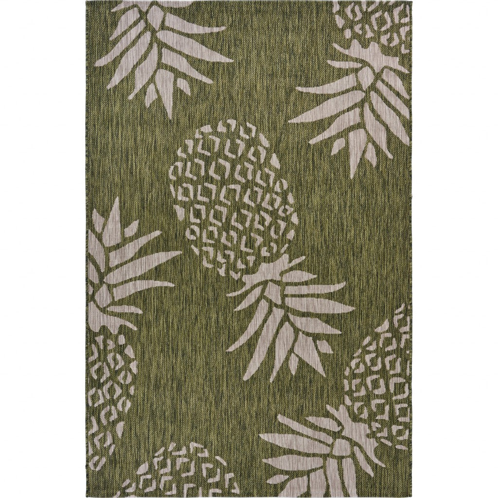 2' X 3' Green Floral Indoor Outdoor Area Rug