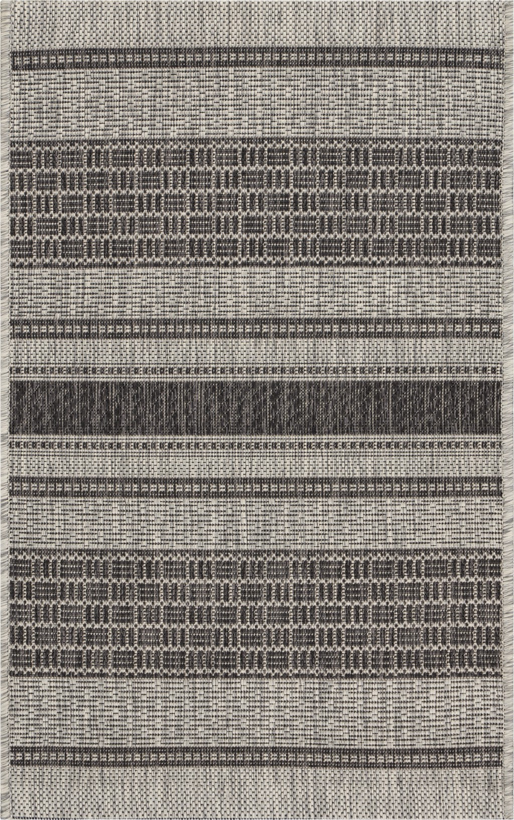 2' X 3' Gray And Black Indoor Outdoor Area Rug