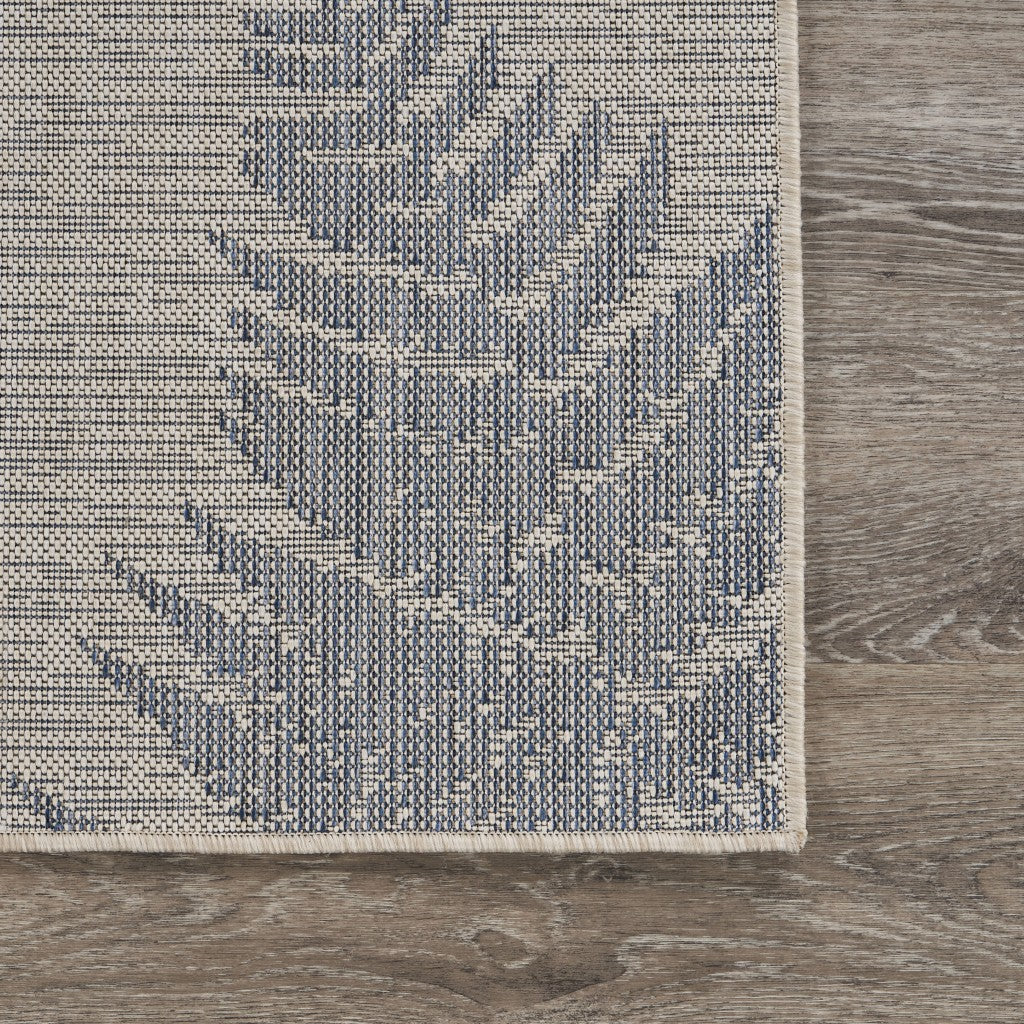 5' X 7' Blue And Gray Indoor Outdoor Area Rug