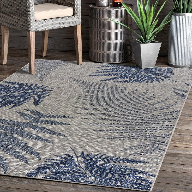 5' X 7' Blue And Gray Indoor Outdoor Area Rug