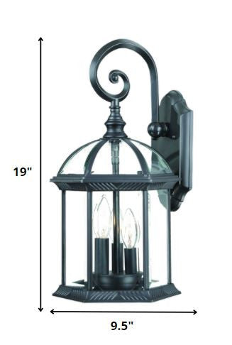 Three Light Matte Black Eastern Lantern Wall Light