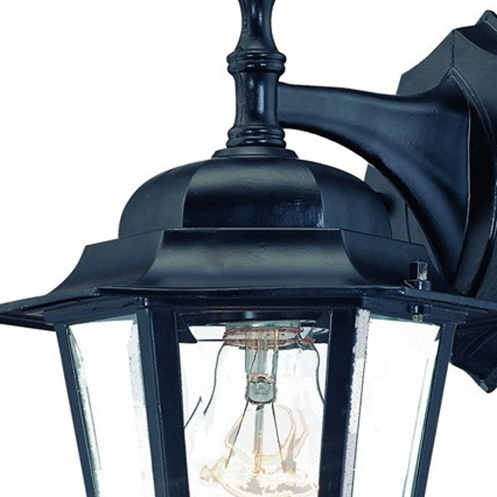 Matte Black Glass Hanging Lantern Wall Light