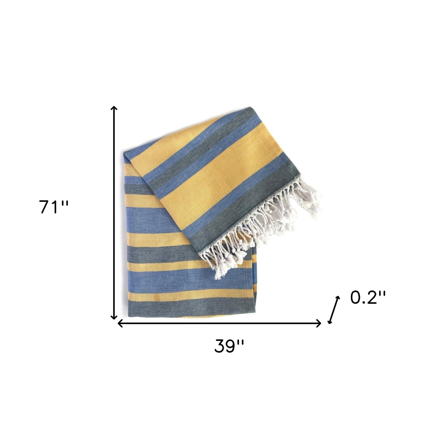 Denim and Yellow Striped Design Turkish Beach Blanket