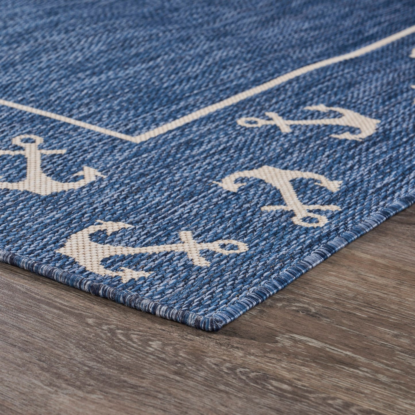 5' X 7' Blue And Gray Indoor Outdoor Area Rug