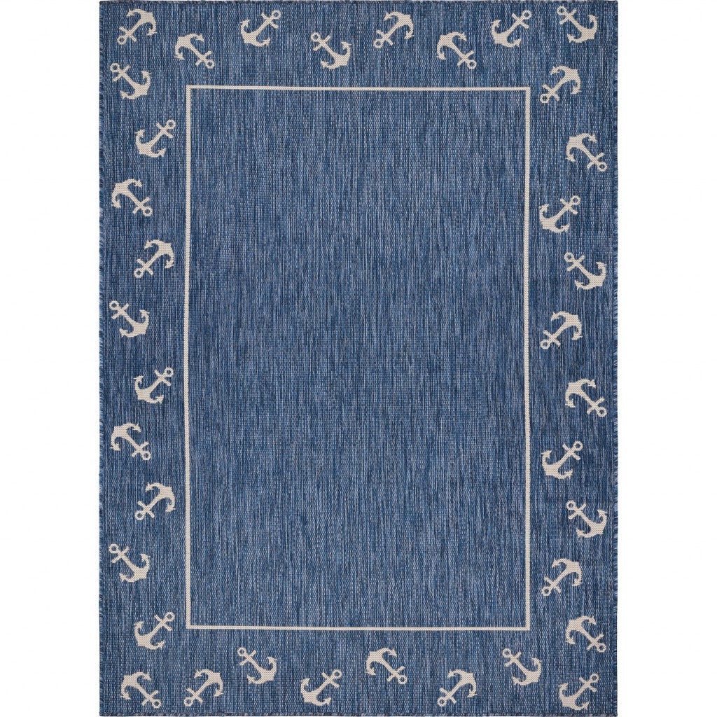 5' X 7' Blue And Gray Indoor Outdoor Area Rug