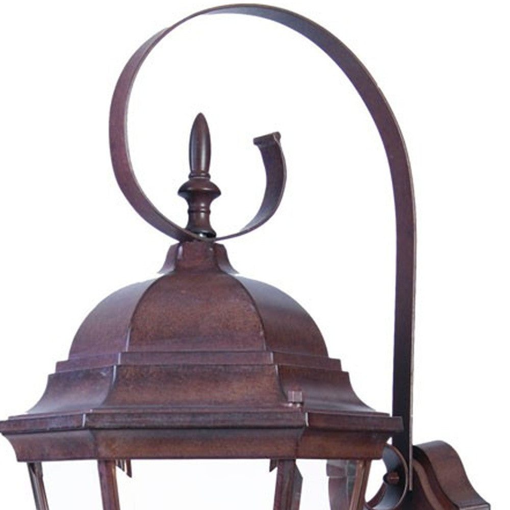 Three Light Dark Brown Swing Arm Lantern Wall Light