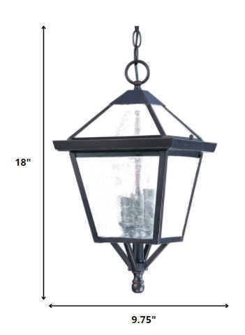 Three Light Bronze Glass Hanging Lantern Light