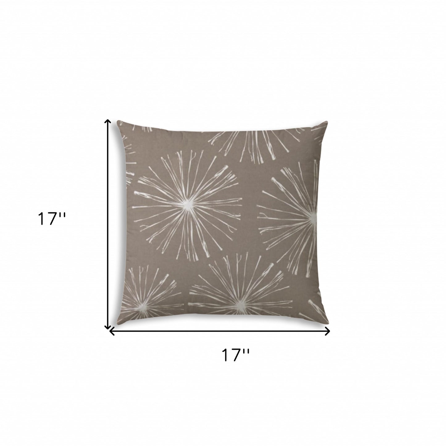 17" X 17" Taupe And White Blown Seam Floral Lumbar Indoor Outdoor Pillow