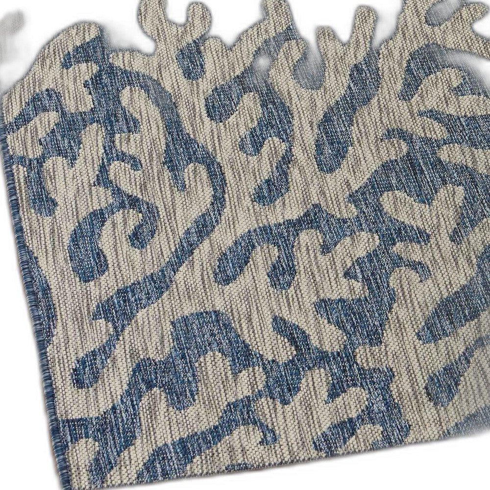 8' X 9' Blue And Gray Indoor Outdoor Area Rug