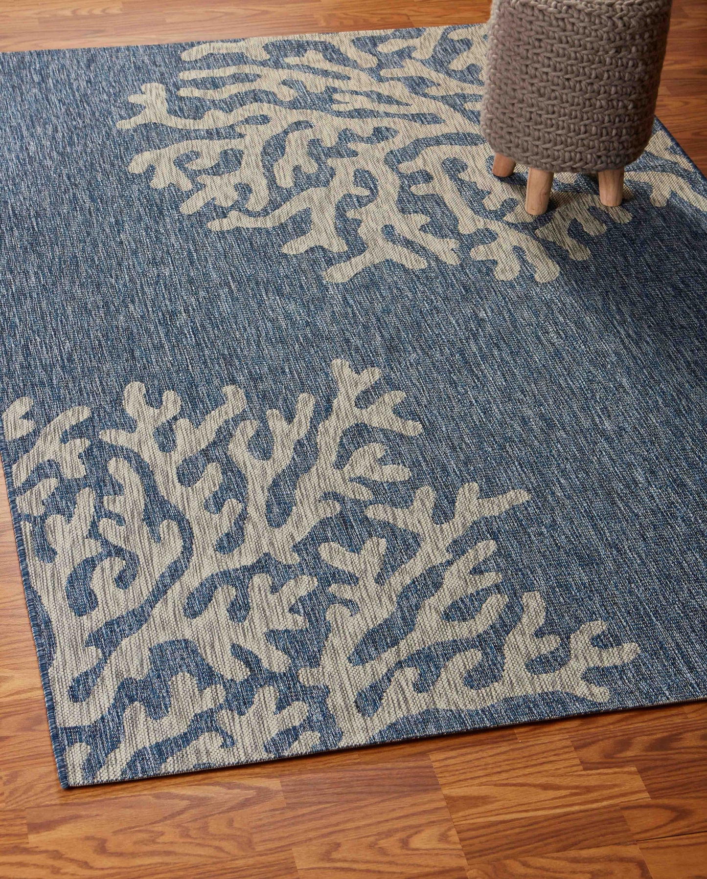 8' X 9' Blue And Gray Indoor Outdoor Area Rug