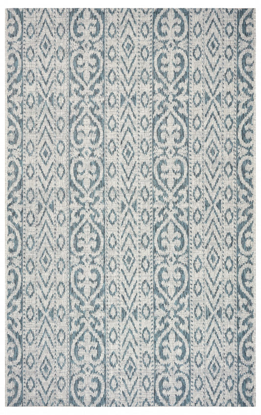 5' X 8' Blue And White Indoor Outdoor Area Rug