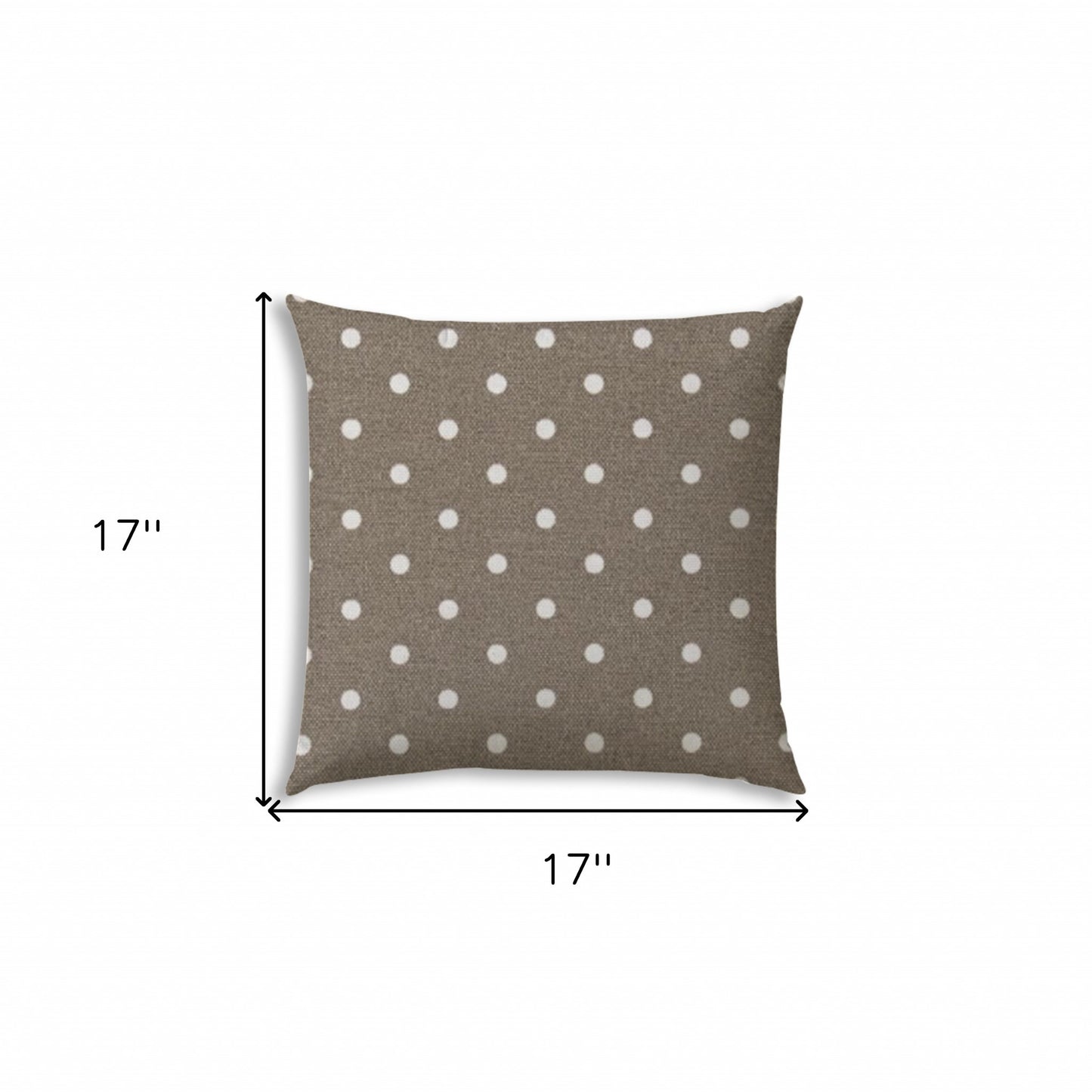 17" X 17" Taupe And White Blown Seam Polka Dots Lumbar Indoor Outdoor Pillow