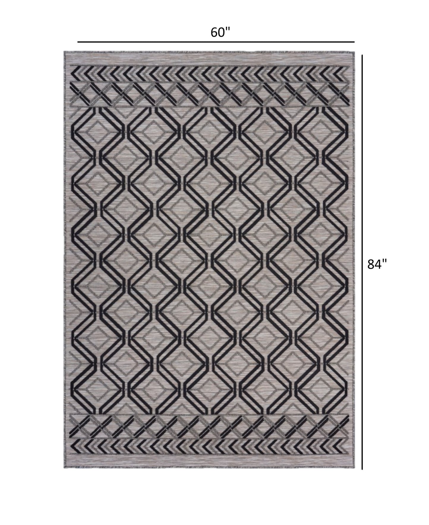 5' X 7' Black And Tan Indoor Outdoor Area Rug