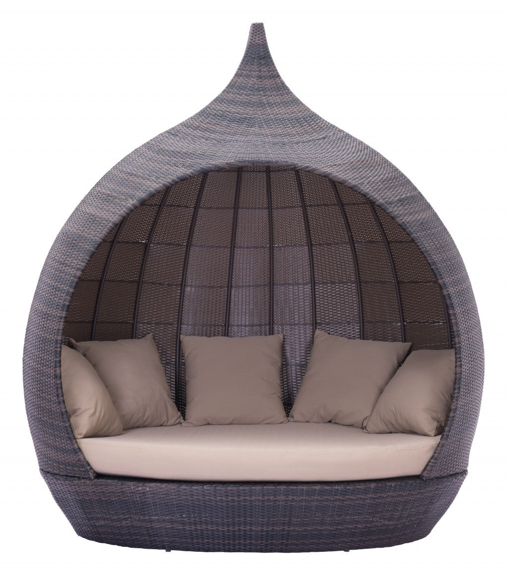 Teardrop Shaped Brown and Beige Daybed