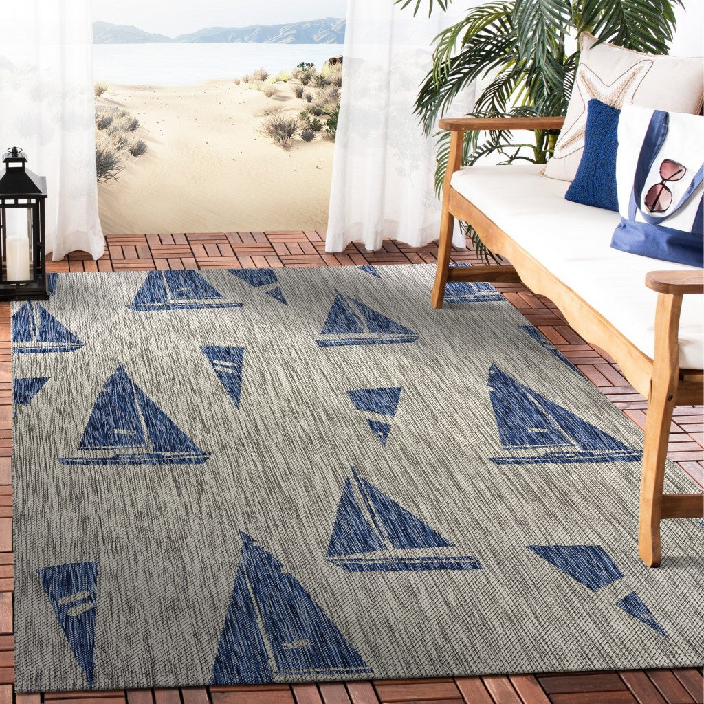 8' X 10' Gray Indoor Outdoor Area Rug