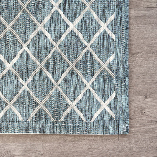 8' X 10' Blue And Gray Indoor Outdoor Area Rug