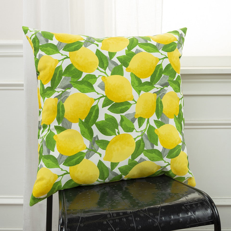 Set of Two 22" X 22" Yellow Indoor Outdoor Throw Pillow Cover & Insert