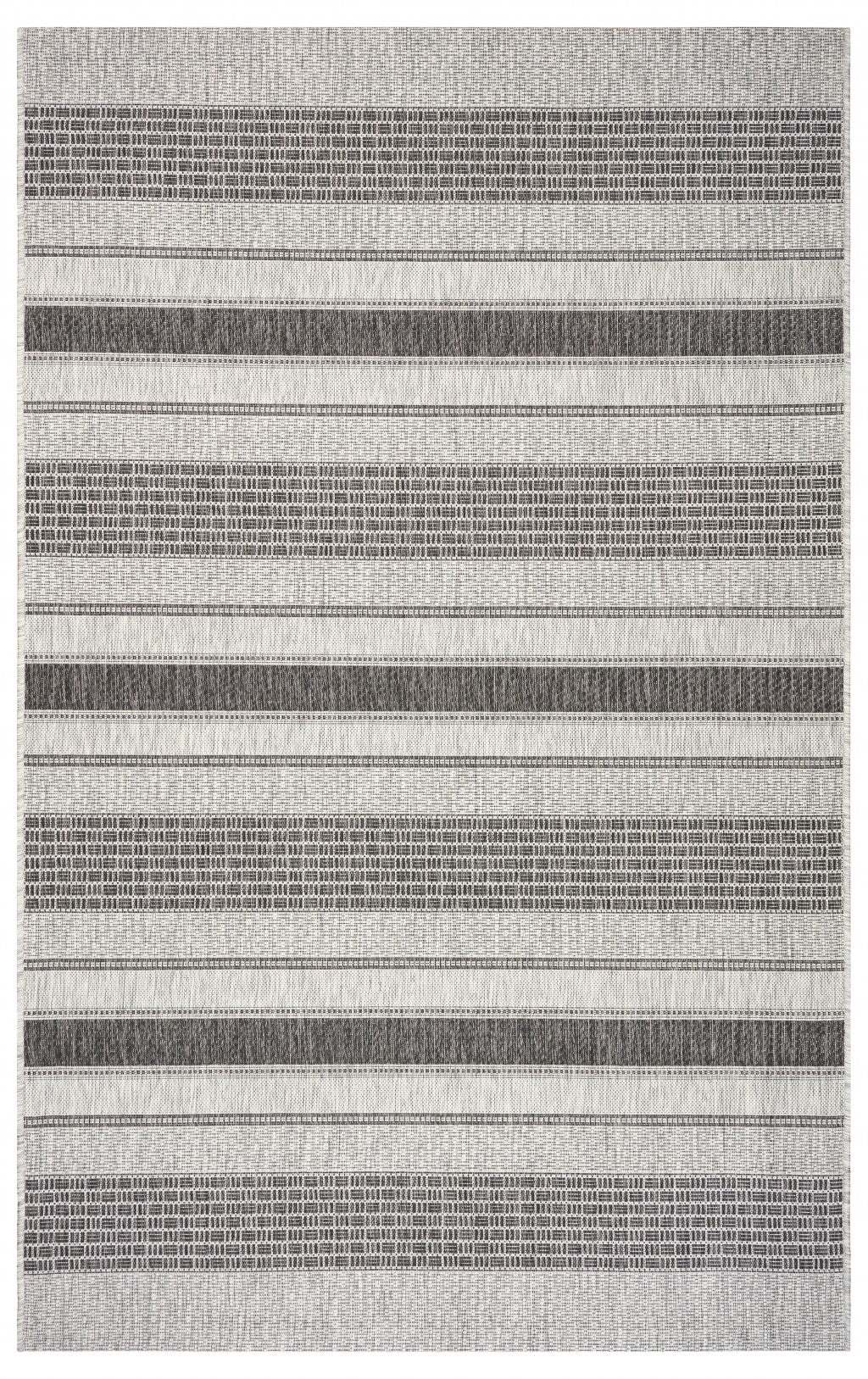 8' X 10' Gray And Black Indoor Outdoor Area Rug