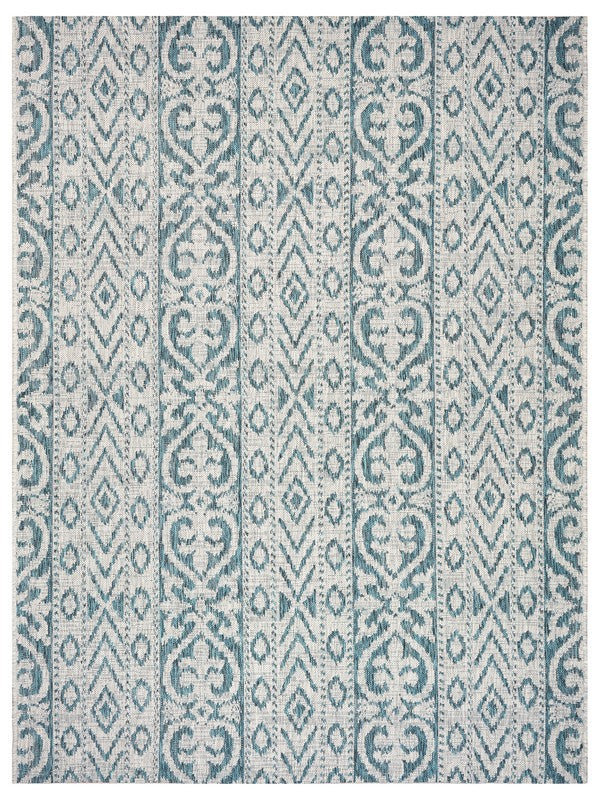 8' X 10' Blue And White Indoor Outdoor Area Rug