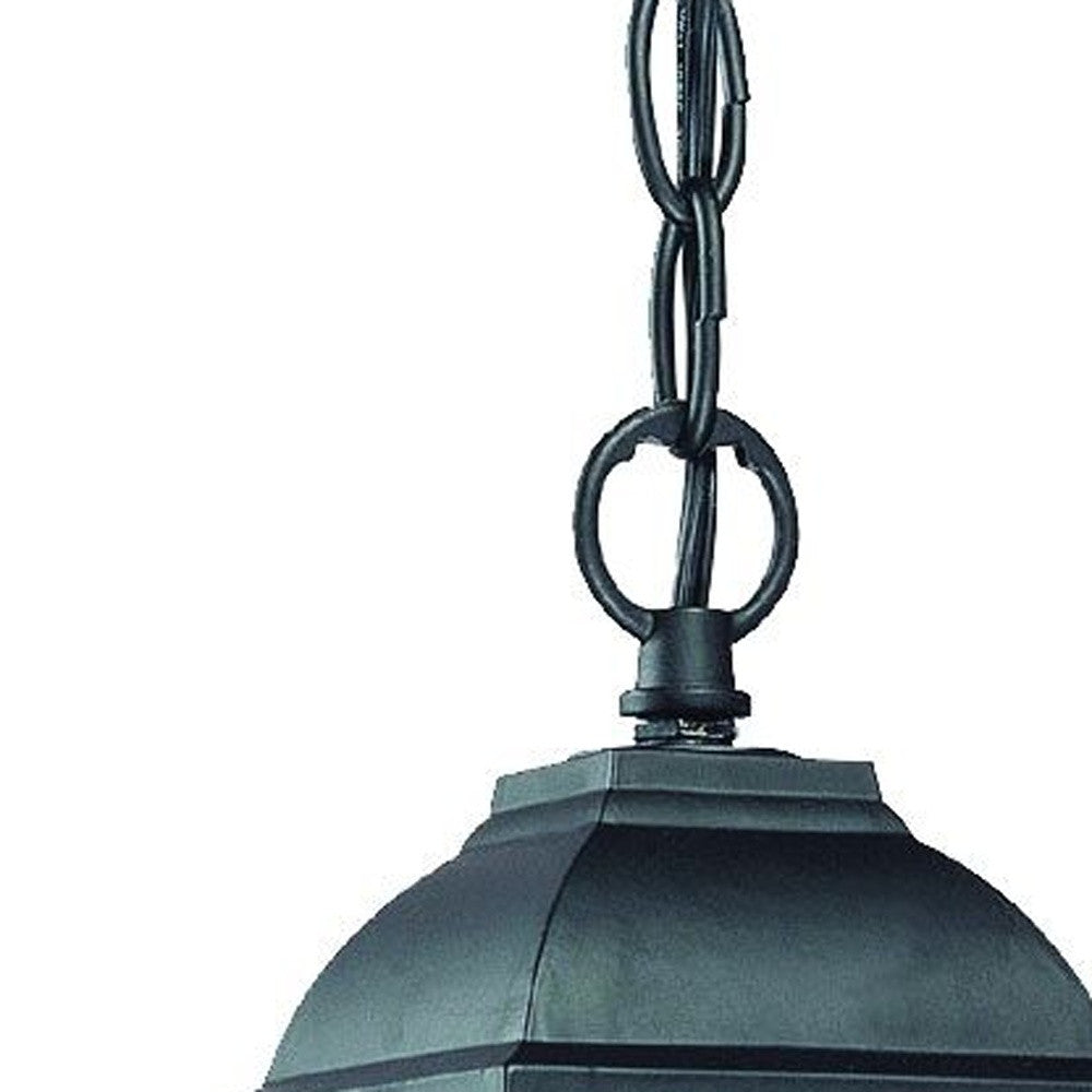 Matte Black Beveled Glass Outdoor Hanging Light