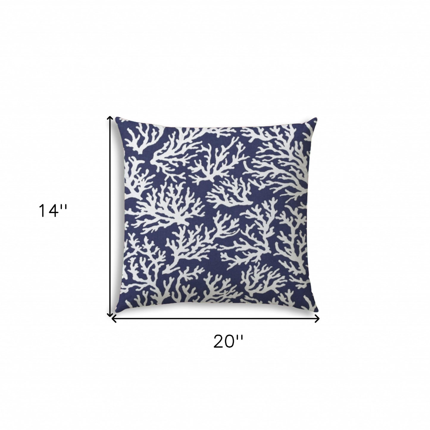 14" X 20" Deep White Corals Blown Seam Coastal Lumbar Indoor Outdoor Pillow