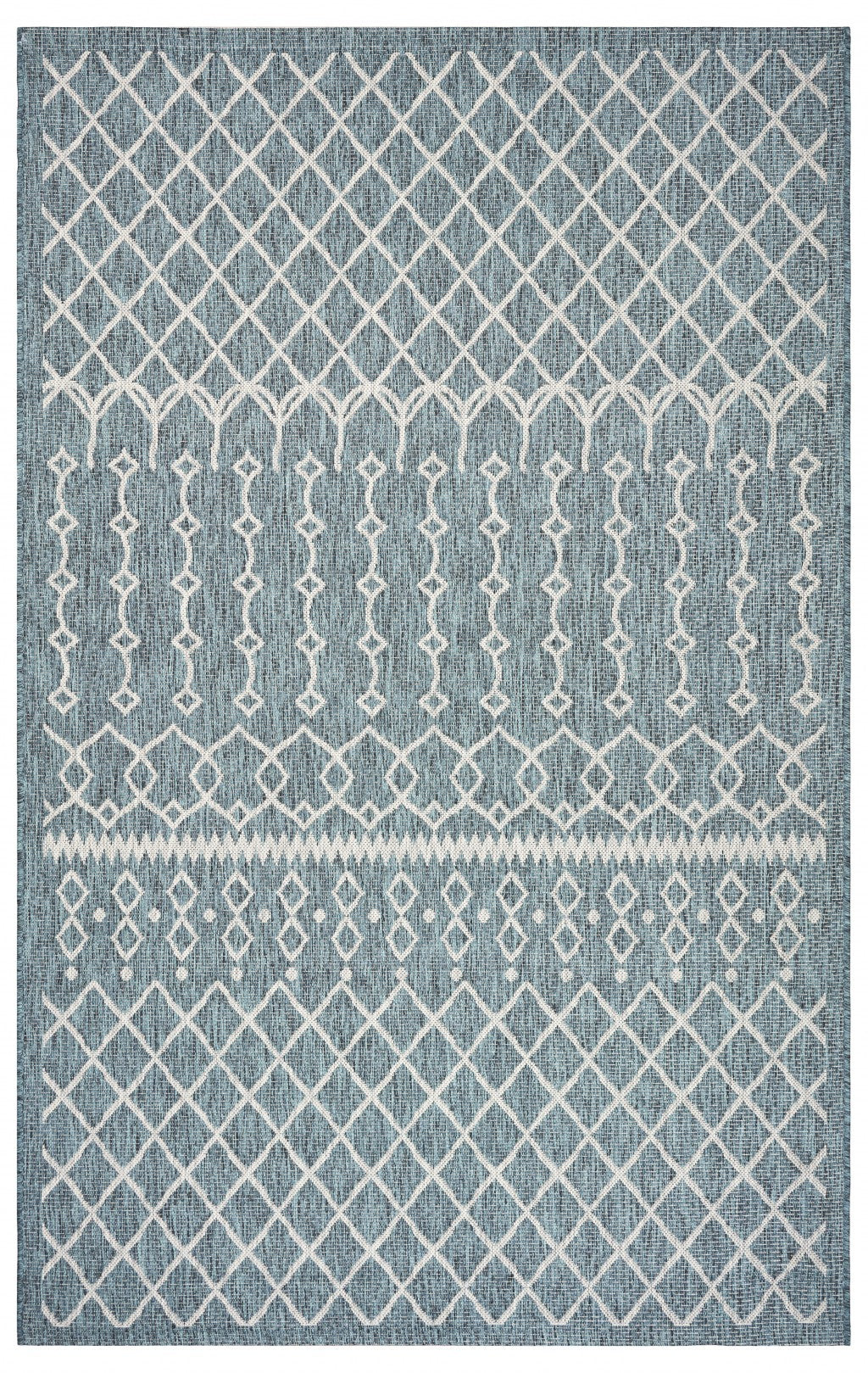 5' X 8' Blue And Gray Indoor Outdoor Area Rug