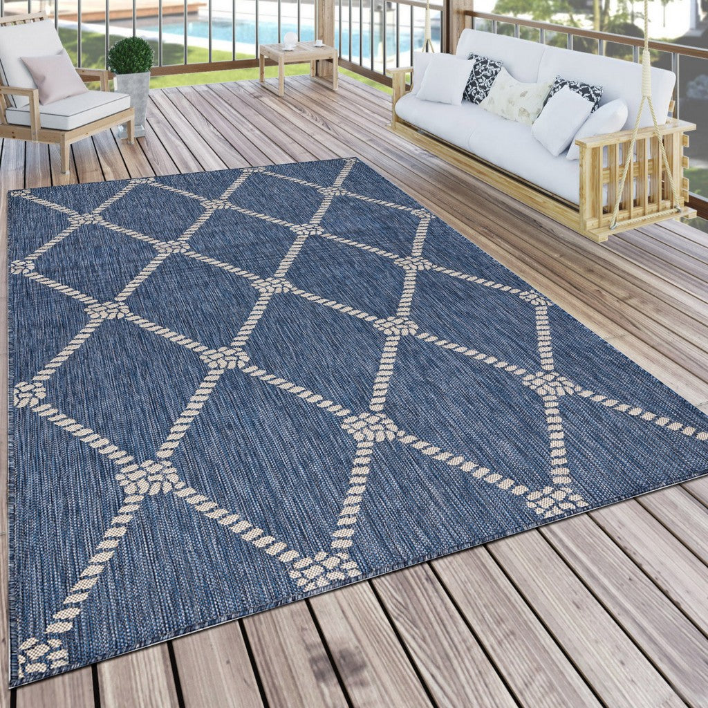 3' X 5' Blue And Gray Indoor Outdoor Area Rug