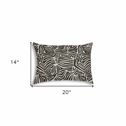 14" X 20" Black And White Safari Animals Blown Seam Animal Print Lumbar Indoor Outdoor Pillow