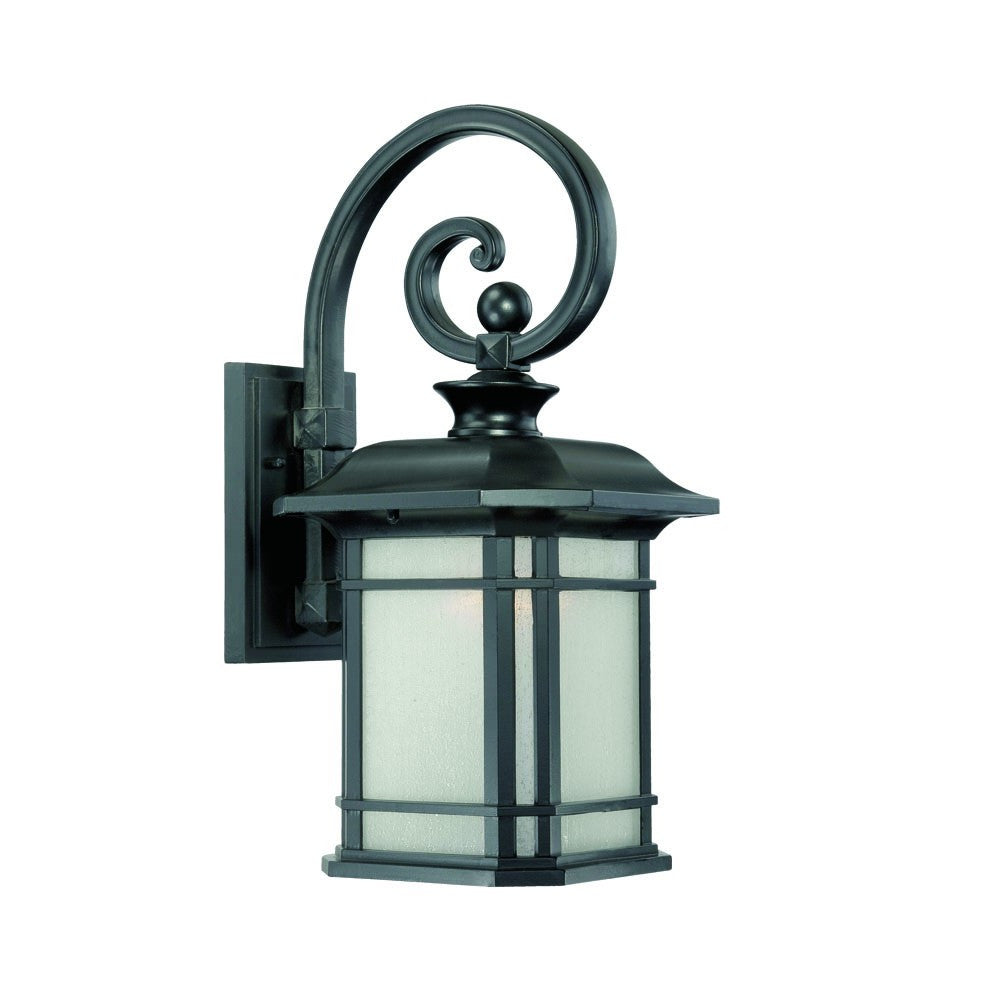 XL Matte Black Frosted Linen Glass Lantern Wall Light