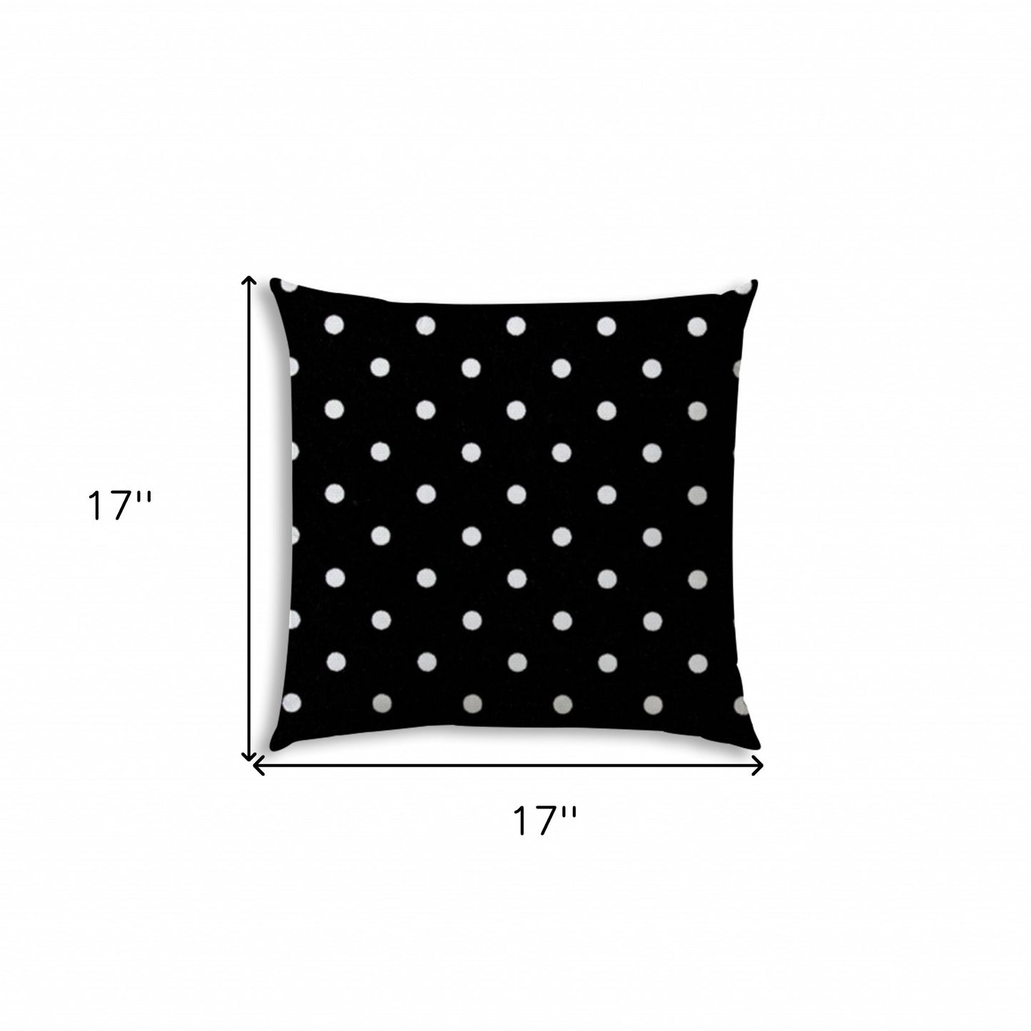 17" X 17" Black And White Blown Seam Polka Dots Lumbar Indoor Outdoor Pillow