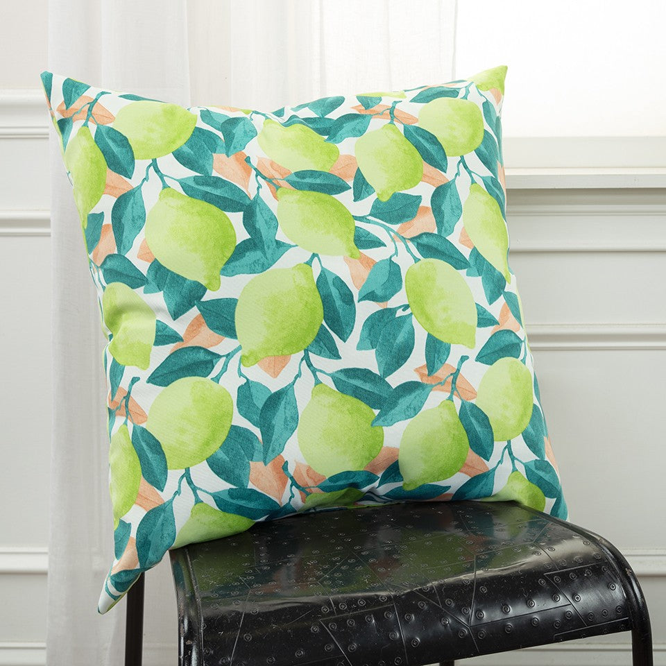 Set of Two 22" X 22" Lime Green Indoor Outdoor Throw Pillow Cover & Insert