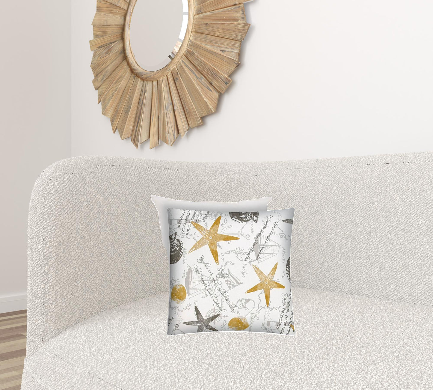 17" X 17" Gold And Cream Boat Zippered Coastal Throw Indoor Outdoor Pillow