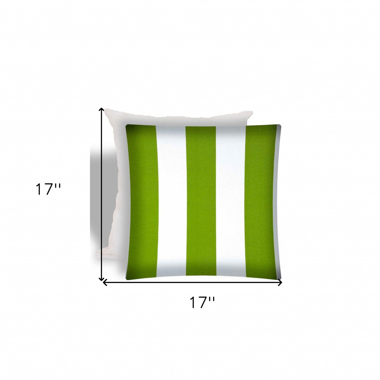 17" X 17" Green And Ivory Zippered Striped Throw Indoor Outdoor Pillow