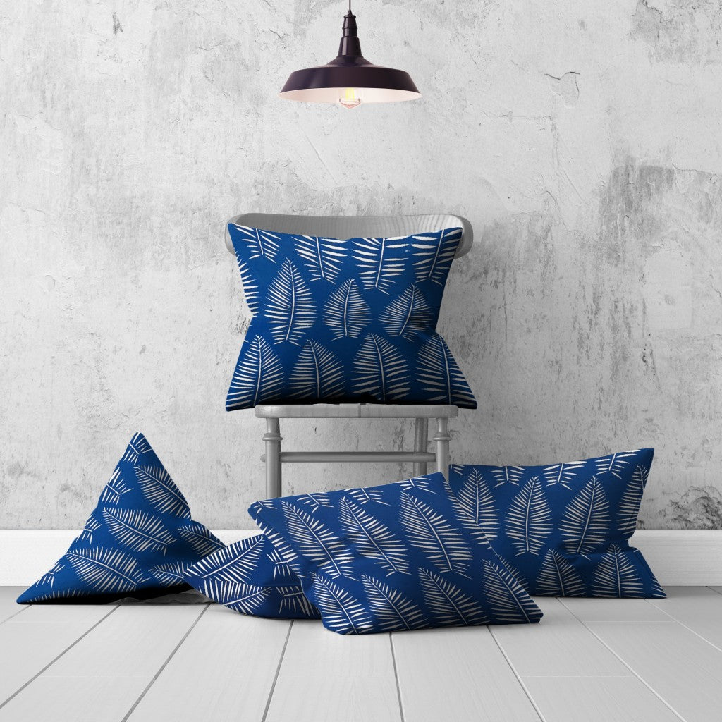 Set Of Three 20" X 20" Blue And White Enveloped Coastal Throw Indoor Outdoor Pillow