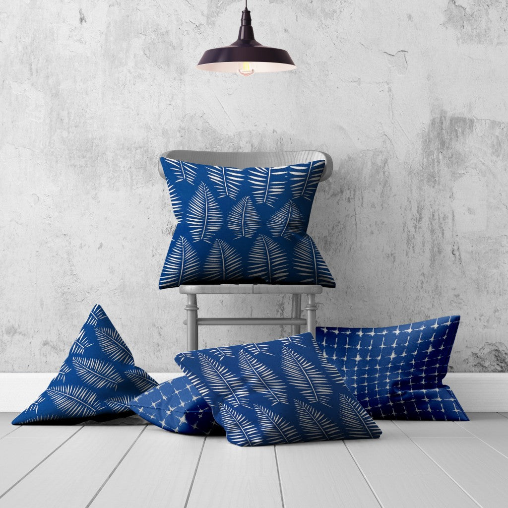 Set of 3 Blue Leaf Indoor Outdoor Envelope Pillows