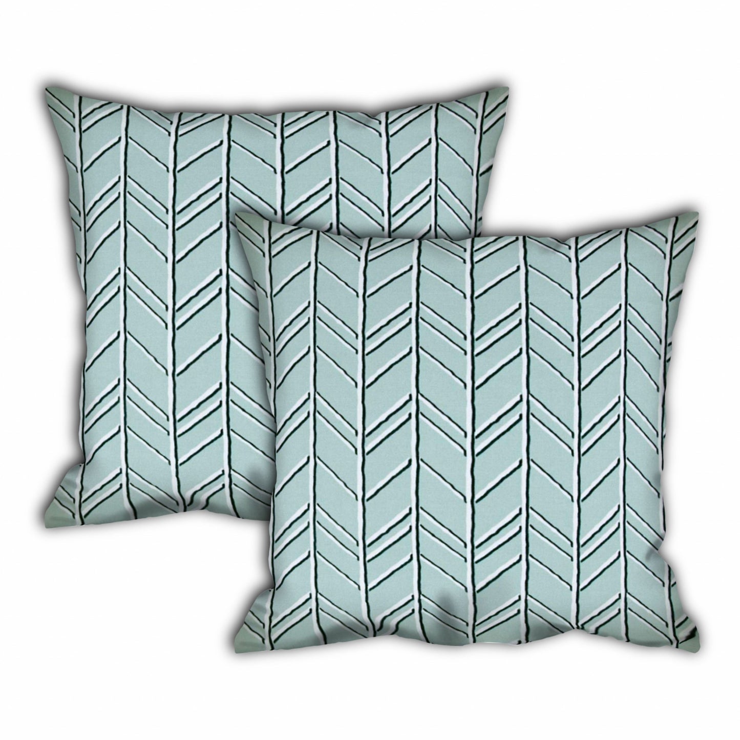 Set Of Three 18" X 18" Seafoam And White Zippered Floral Throw Indoor Outdoor Pillow