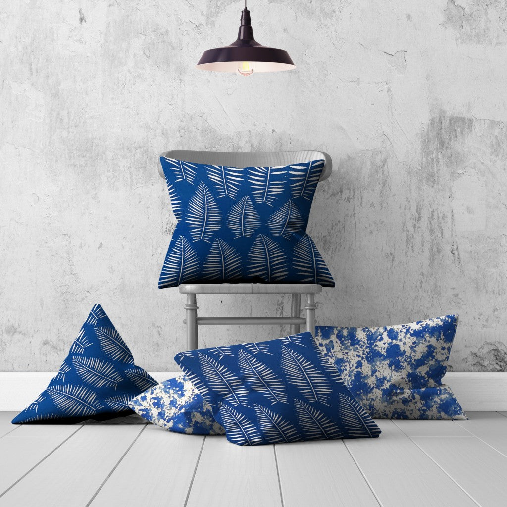 Set Of Three 20x20 Blue And White Blown Seam Polyester Coastal Throw Pillows