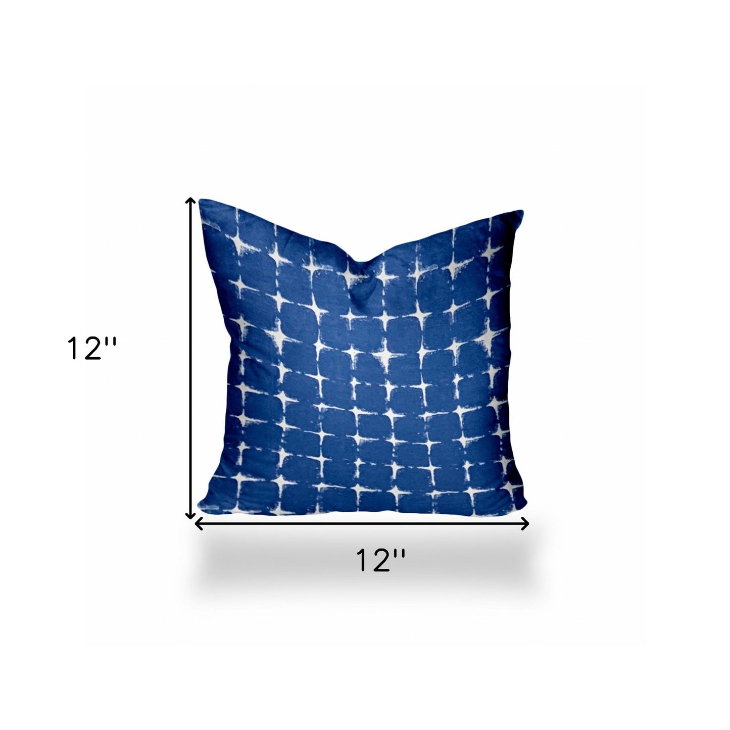 12" X 12" Blue And White Zippered Gingham Throw Indoor Outdoor Pillow