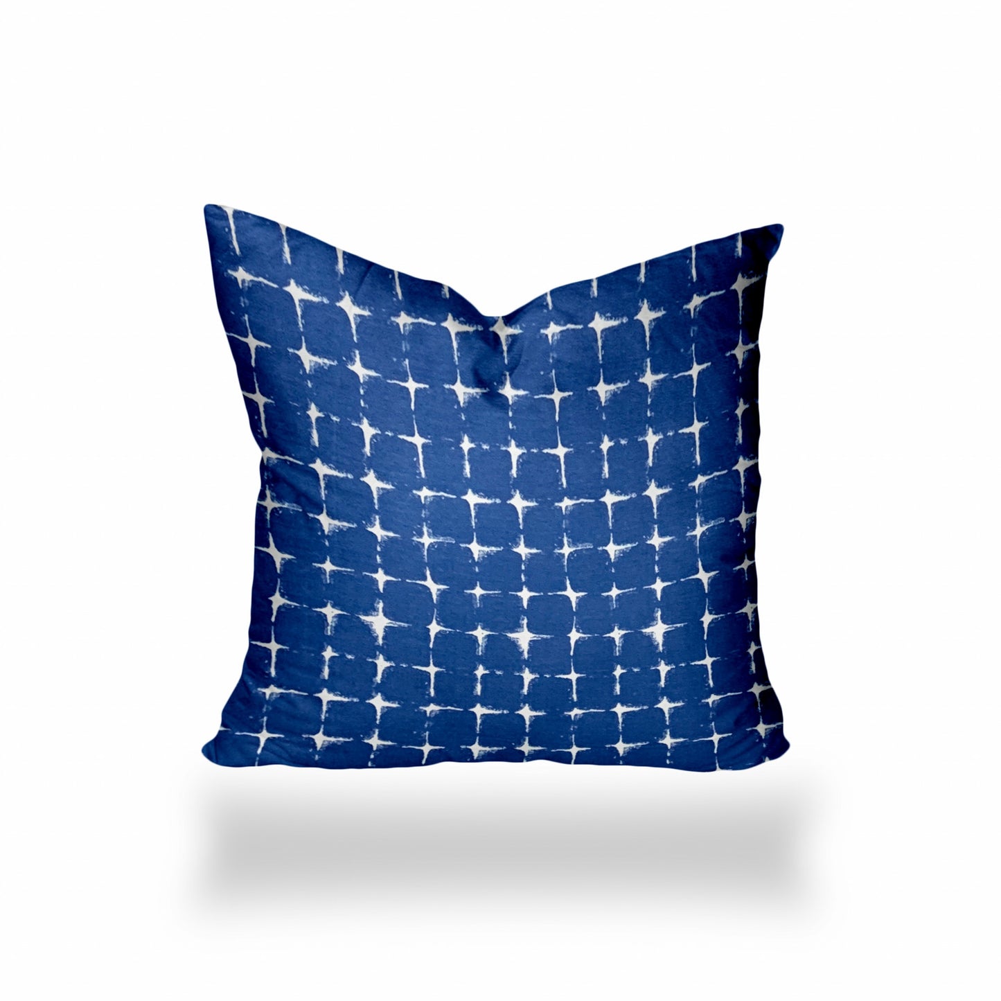 18" X 18" Blue And White Zippered Gingham Throw Indoor Outdoor Pillow Cover