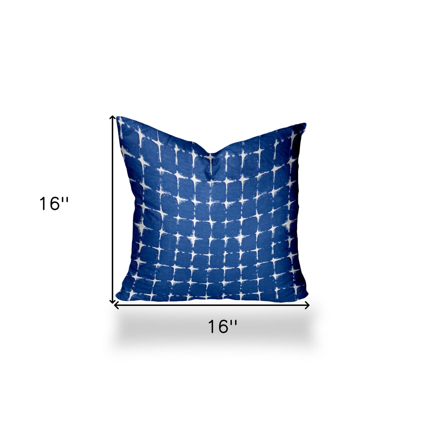 16" X 16" Blue And White Zippered Gingham Throw Indoor Outdoor Pillow Cover