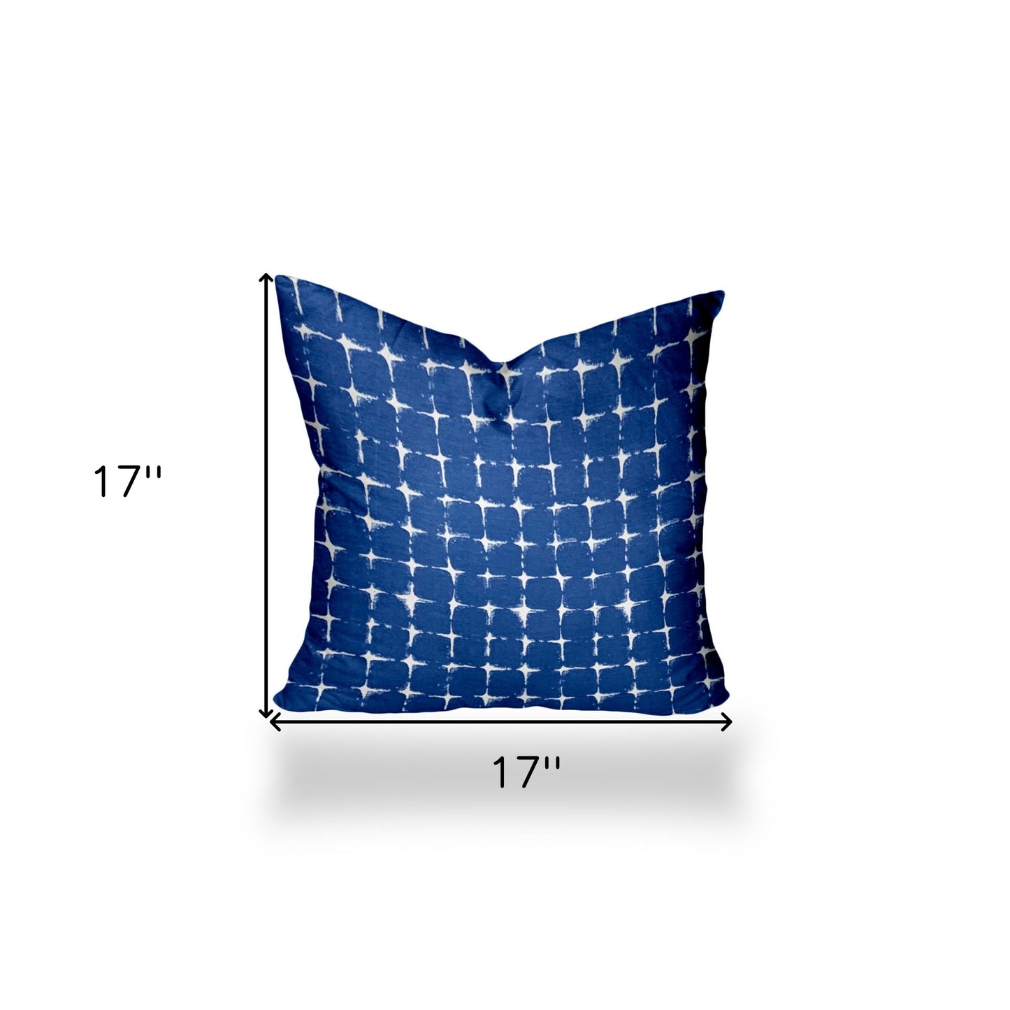 17" X 17" Blue And White Enveloped Gingham Throw Indoor Outdoor Pillow