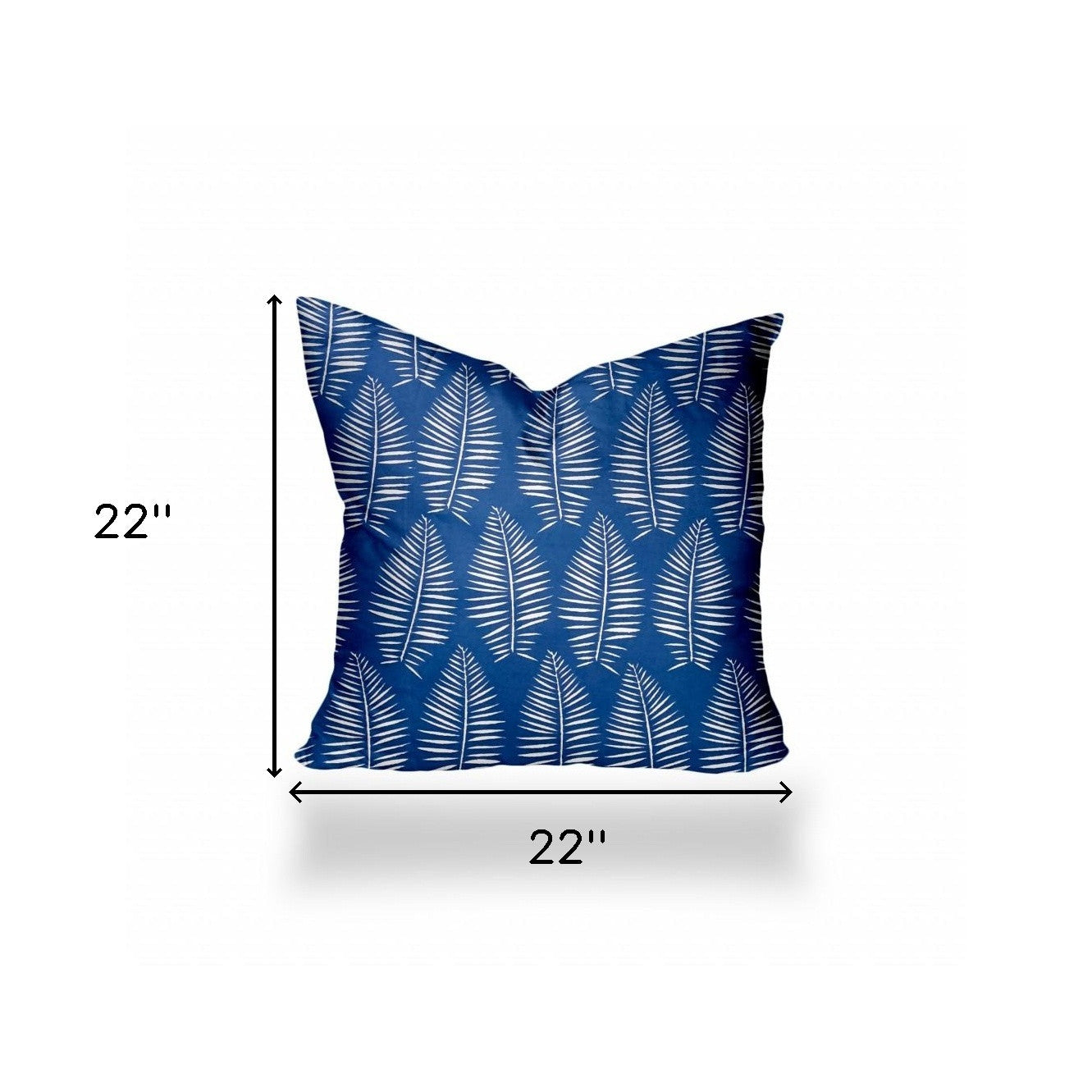 22" X 22" Blue And White Zippered Tropical Throw Indoor Outdoor Pillow Cover