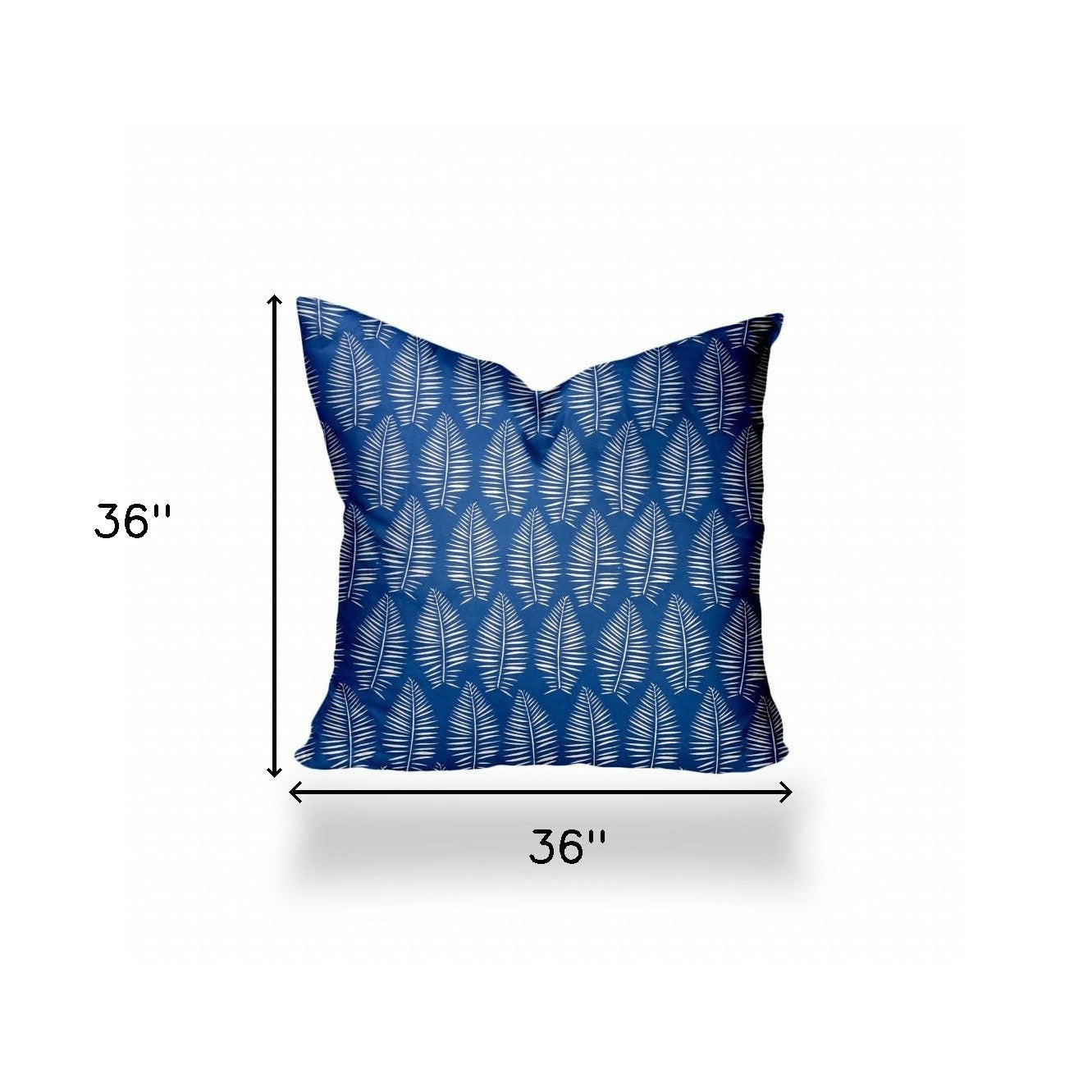 36" X 36" Blue And White Enveloped Tropical Throw Indoor Outdoor Pillow