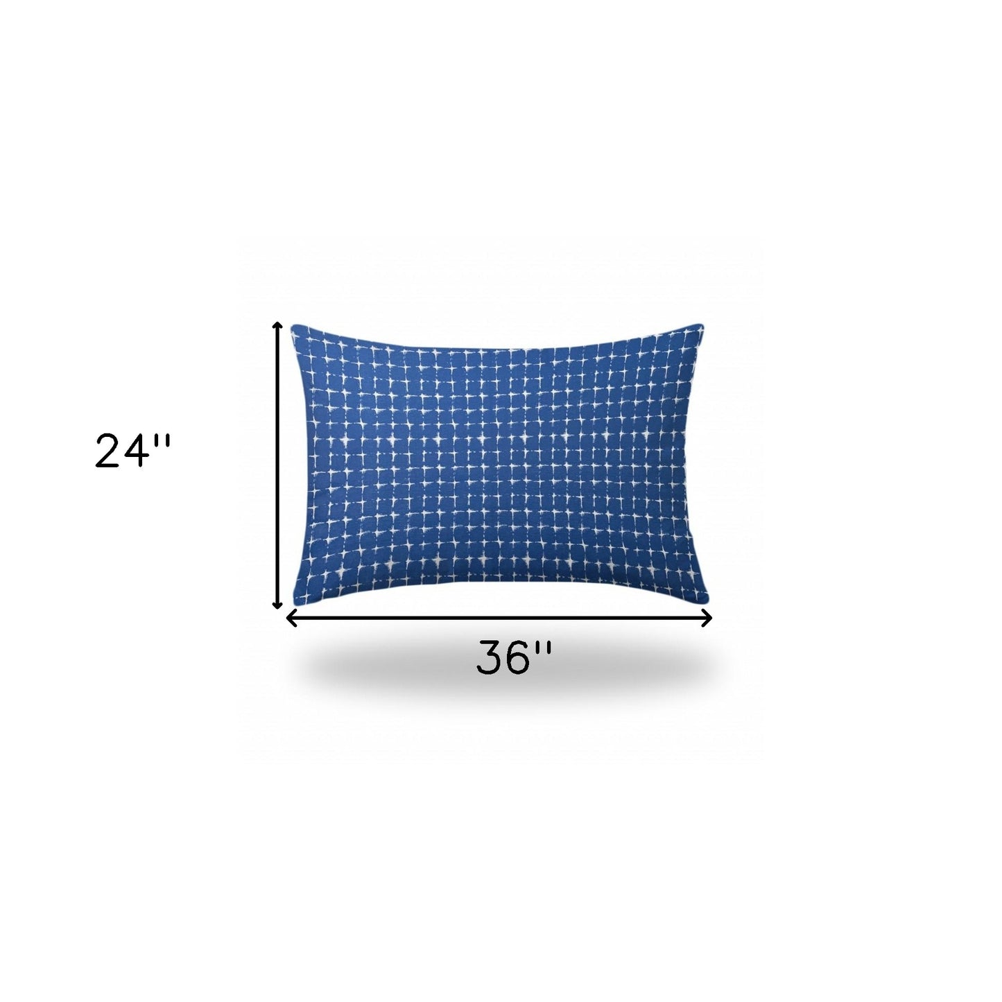 24" X 36" Blue And White Zippered Gingham Lumbar Indoor Outdoor Pillow Cover