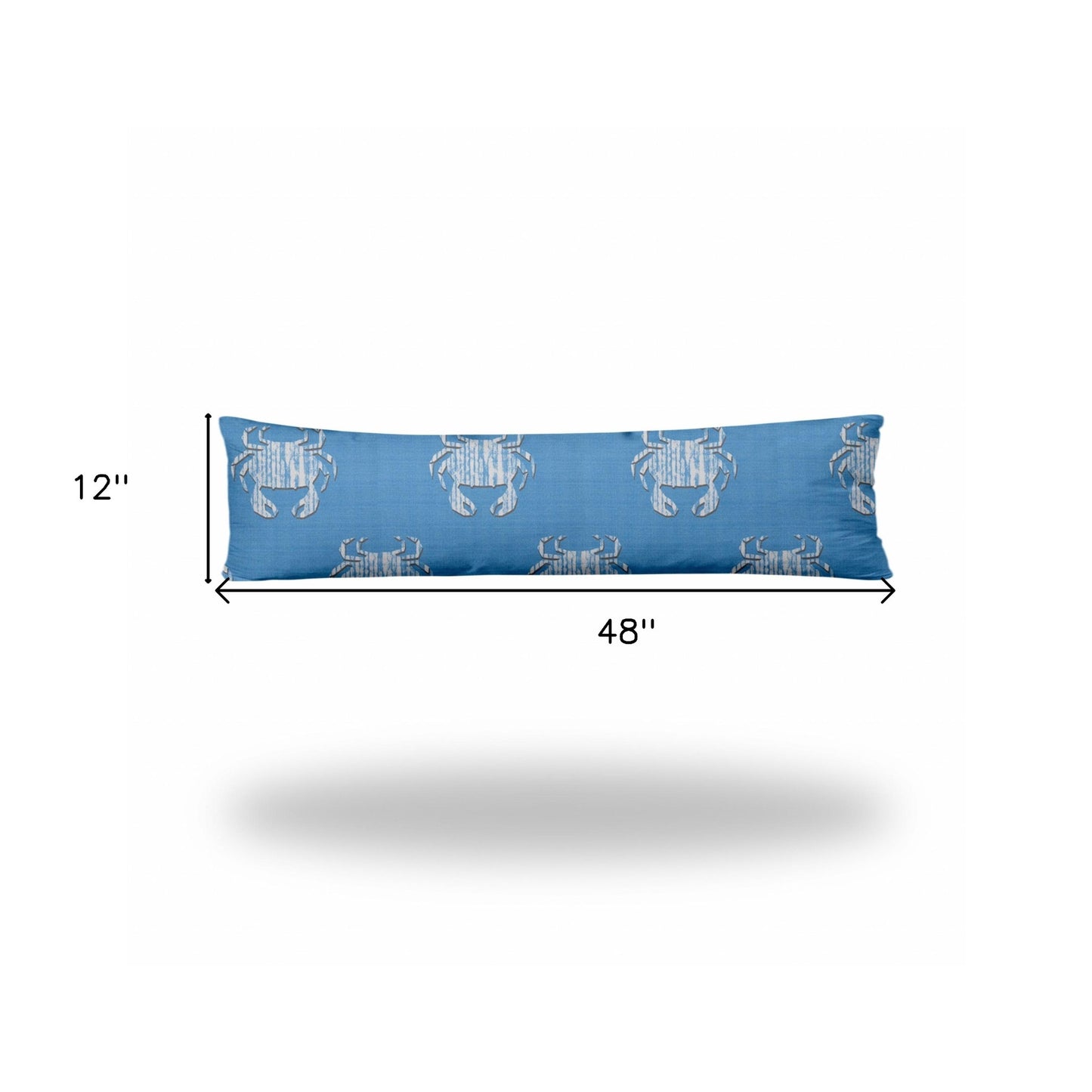 12" X 48" Blue And White Crab Zippered Coastal Lumbar Indoor Outdoor Pillow