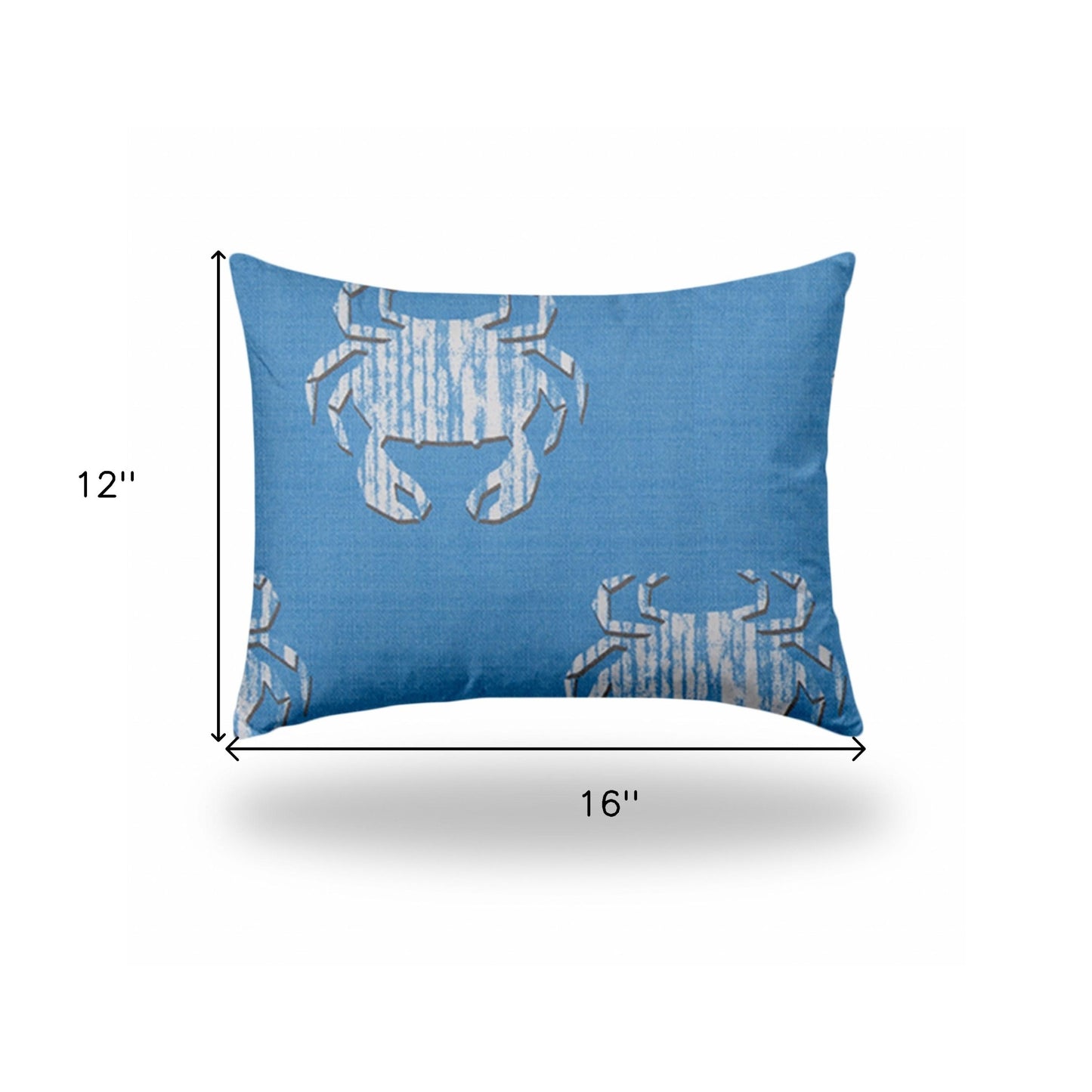 12" X 16" Blue And White Crab Enveloped Lumbar Indoor Outdoor Pillow Cover