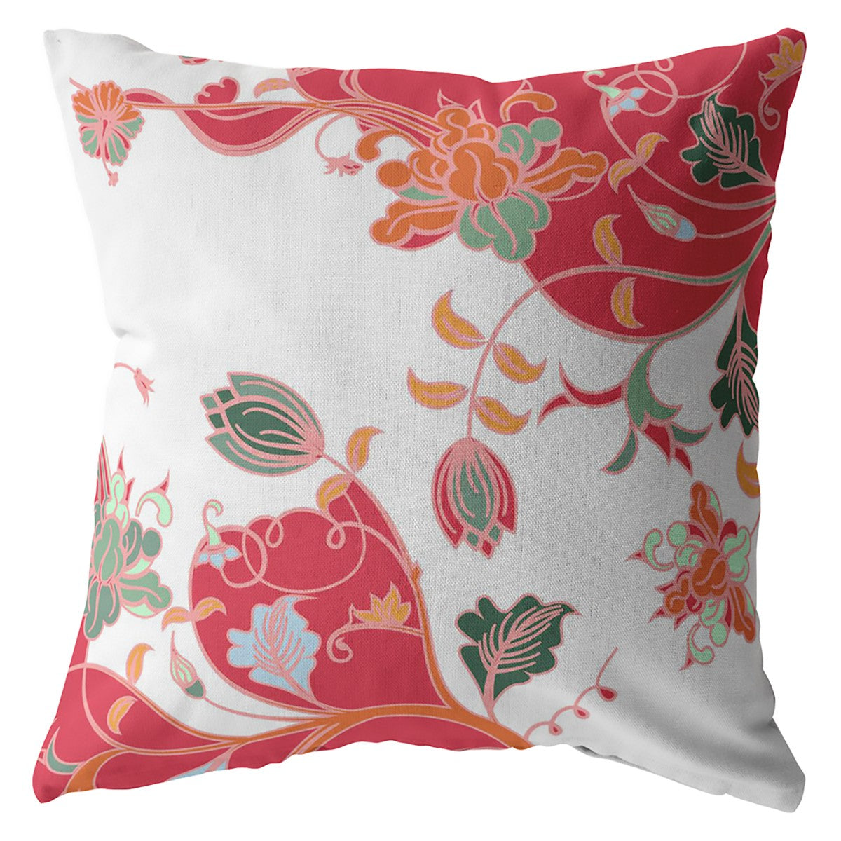 16" Red White Garden Indoor Outdoor Throw Pillow