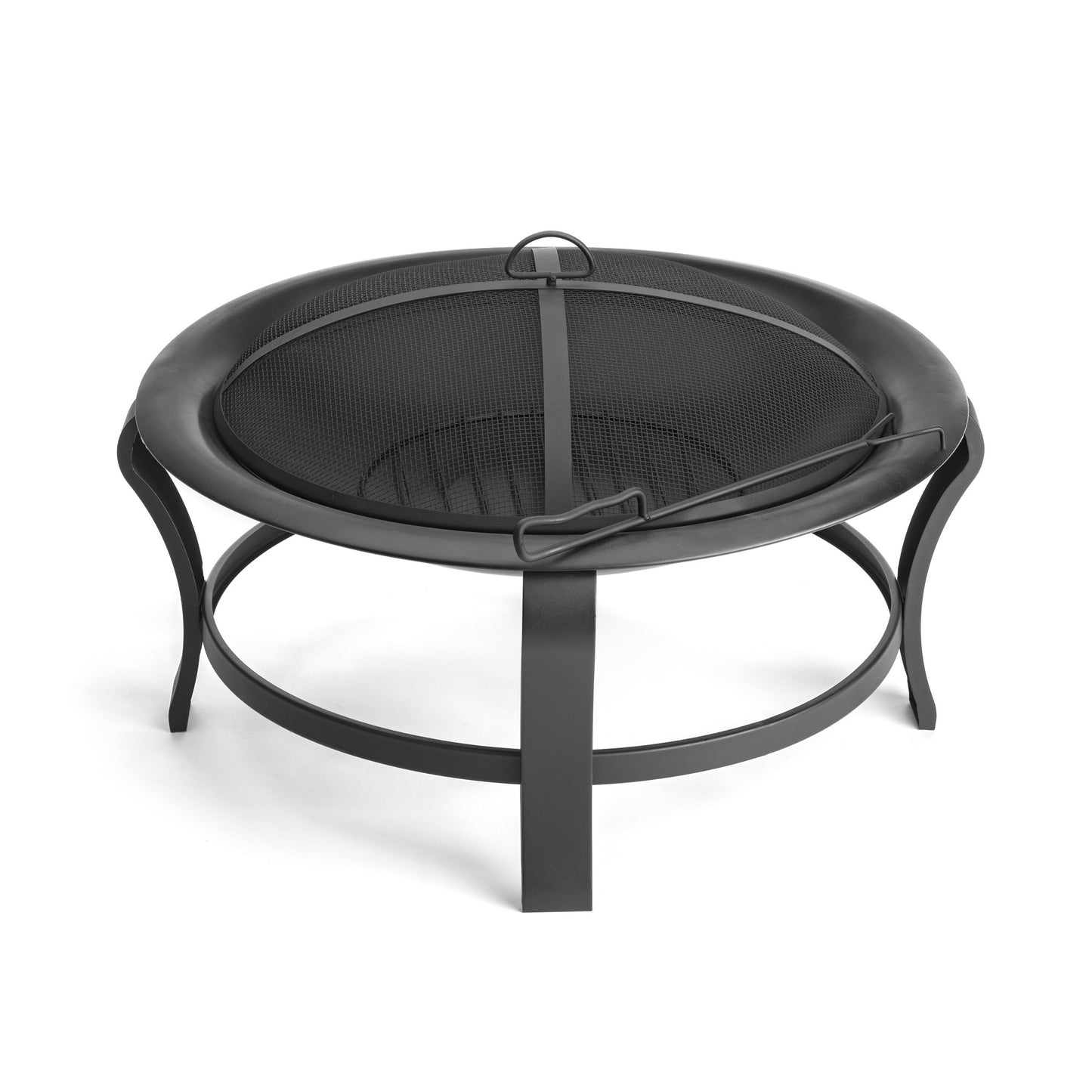 Black Steel Round Wood Burning Fire Pit